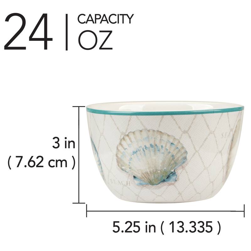 Certified International Ocean View Set of 4 Ice Cream Bowls - 5.25" Diam x 3"