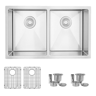 Undermount 30" Double-Bowl Stainless Steel Kitchen Sink S-304XG - 30" x 18" x 10"