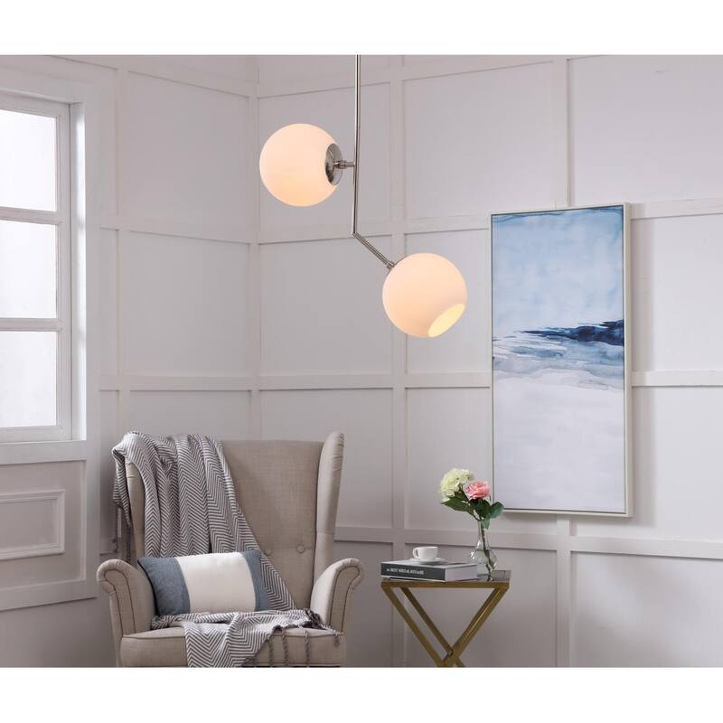 Bastina 20-Inch 1-DownLight Frosted Glass Pendant - Chrome