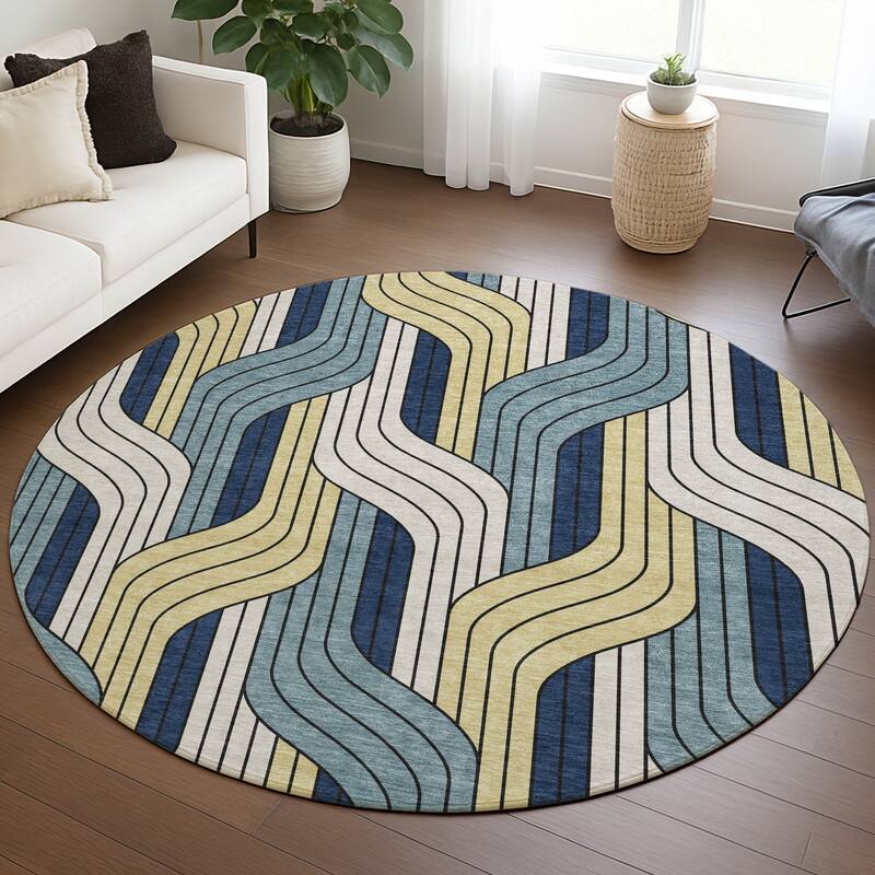 Machine Washable Indoor/ Outdoor Modern Pathway Chantille Rug