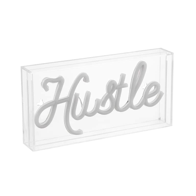 Hustle 11.88" X 5.88" Contemporary Glam Acrylic Box USB Operated LED Neon Light, Pink by JONATHAN Y - 11.88" X 5.88"