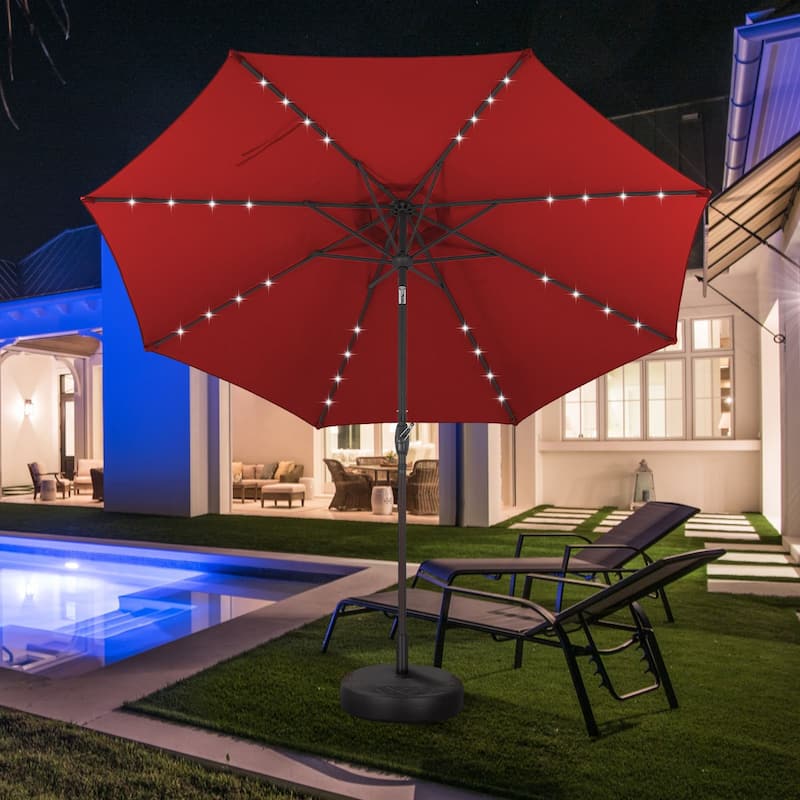 Autlaycil 10ft Solar LED lights Outdoor Patio Umbrella With Base