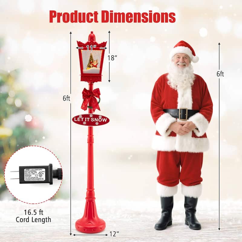 Costway 8 ft Musical Christmas Streetlight with Warm White LED Lights - See Details