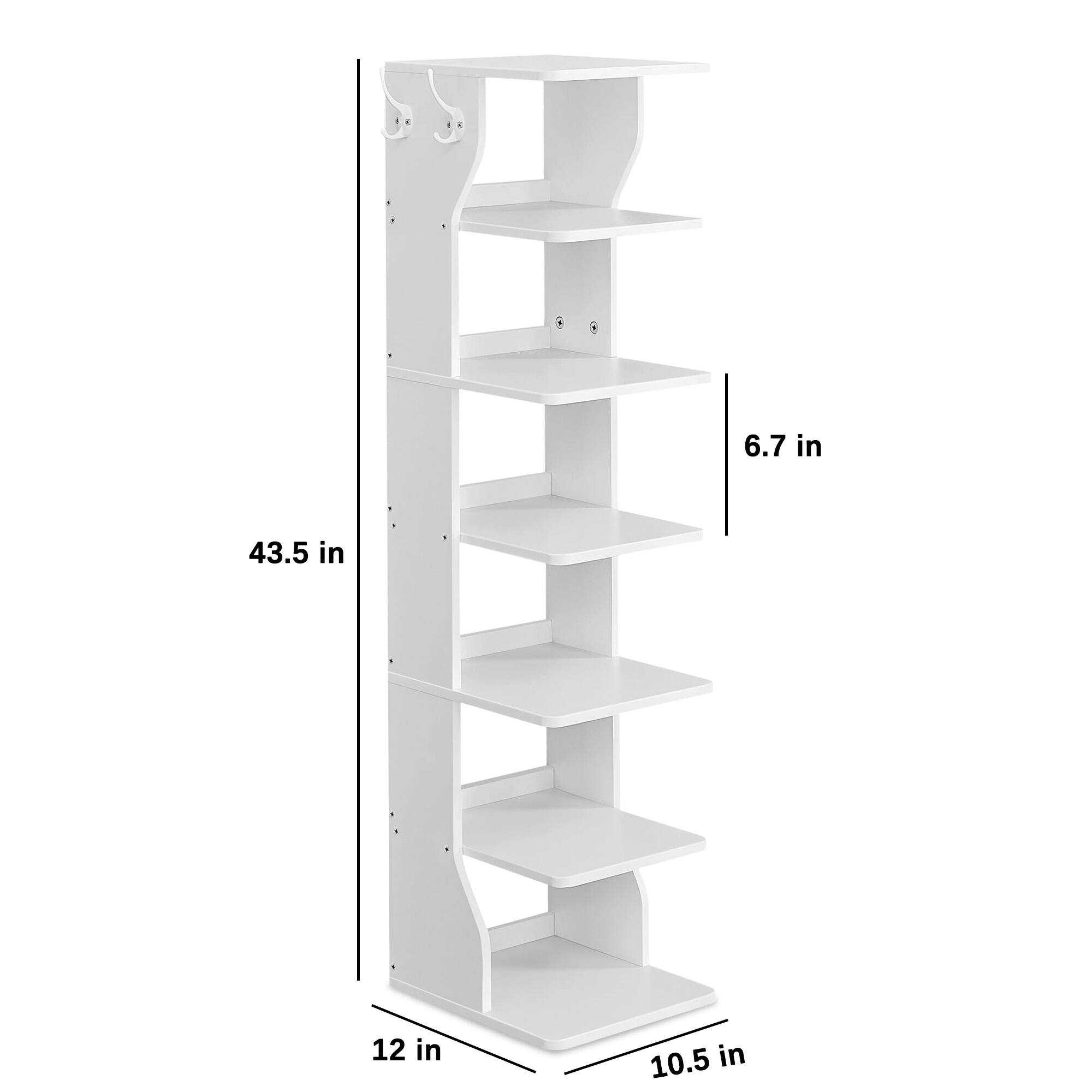 Narrow Shoe Storage Organizer with Hooks, White Bed Bath & Beyond 39501112