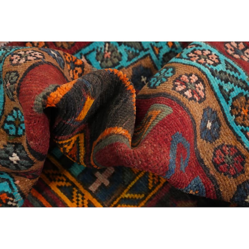 Hand Knotted Oriental 100% Wool Carpet Traditional Tribal Red Ardebil Runner Rug - 12' 6'' X 3' 8''
