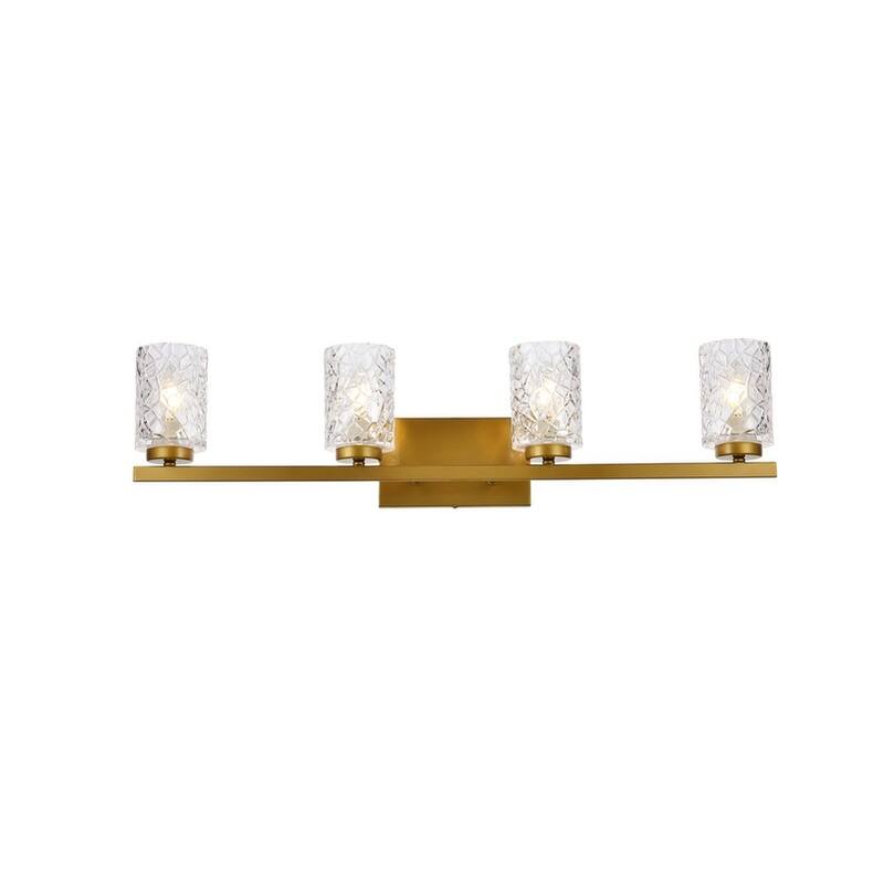 Cara 4 Light Bath Sconce with Clear Shade - Brass