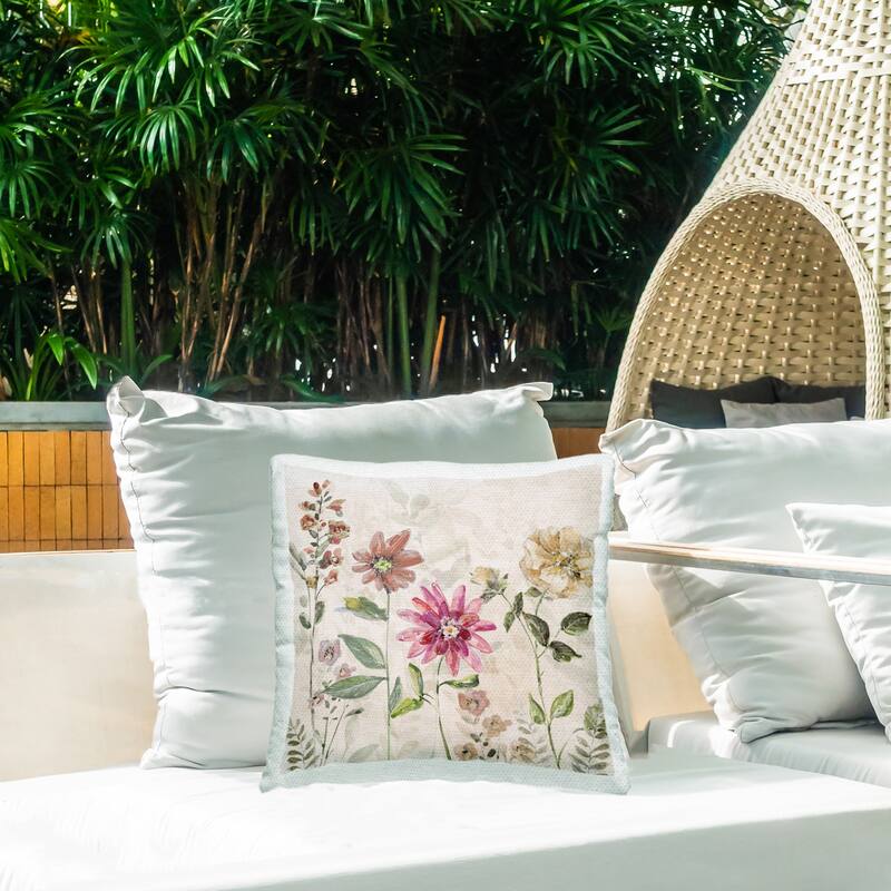 Stupell Earthy Natural Flower Blooms Printed Outdoor Throw Pillow Design by Sally Swatland