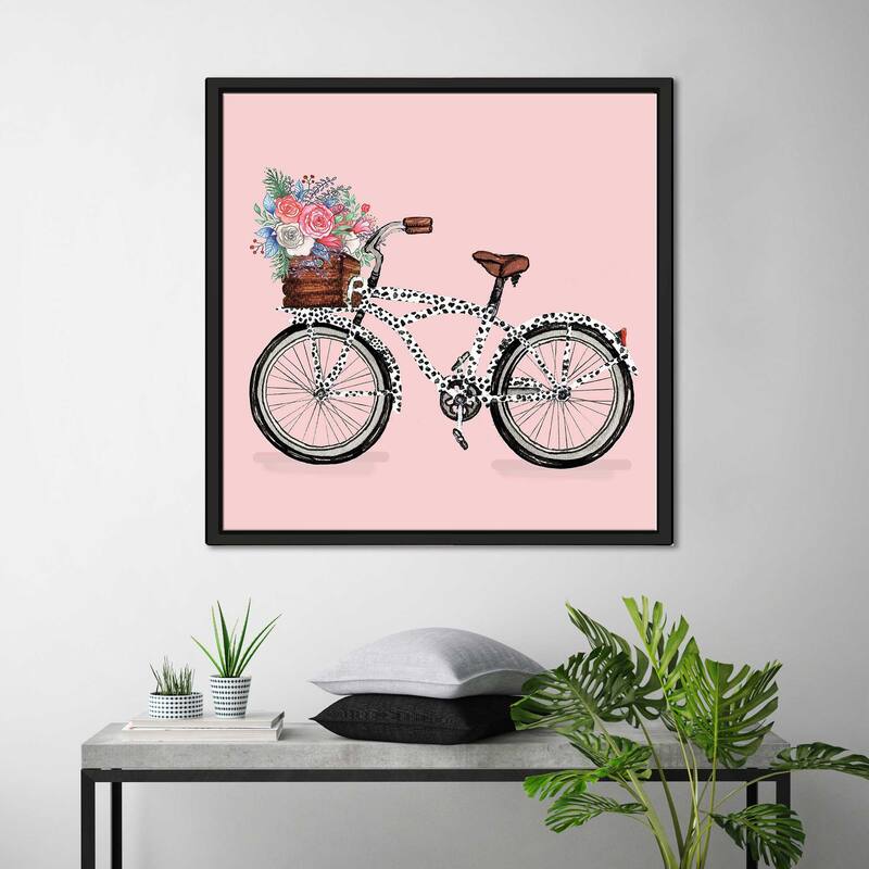 "Bicycle With Flower Basket" Print on Floating Canvas