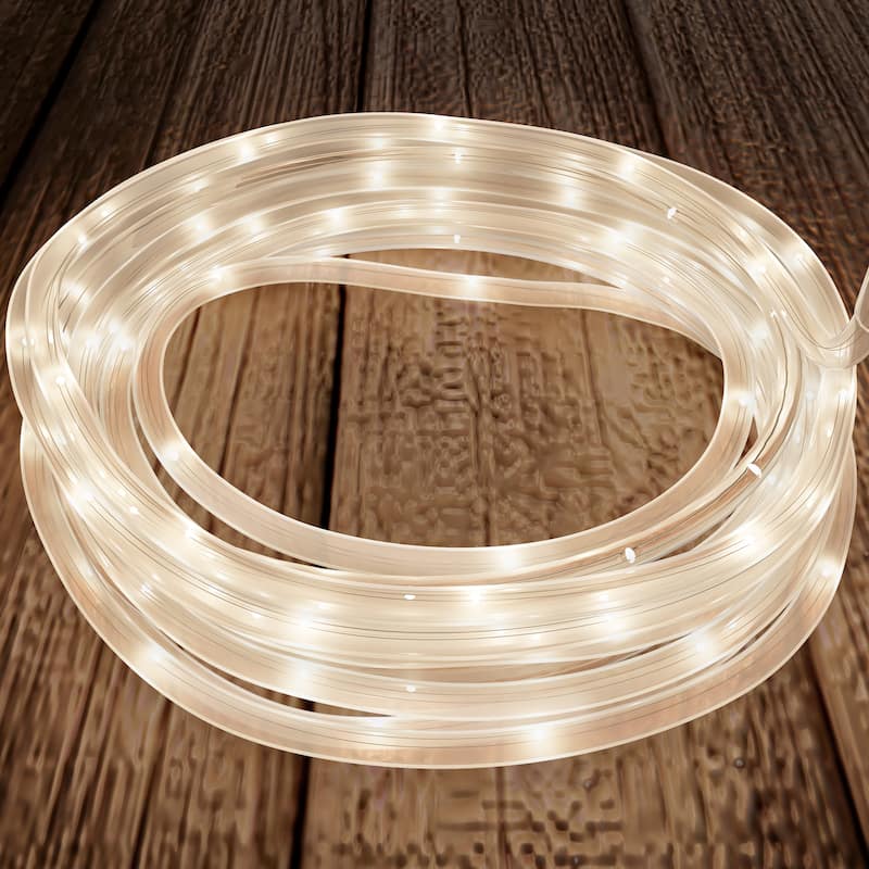 Outdoor Solar Rope Light-100 LED Lights with 8 Modes by Pure Garden - 38.65 ft - Off-white