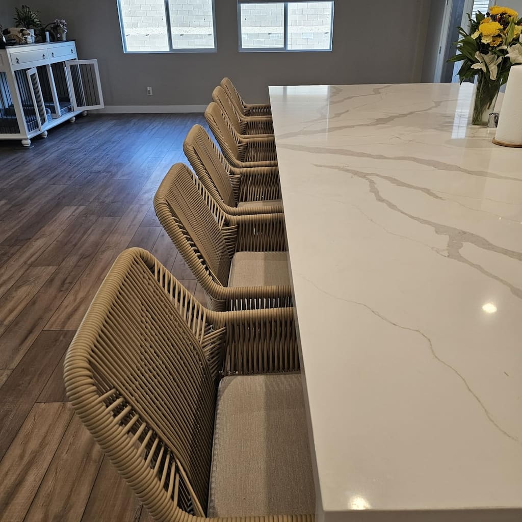 PURPLE LEAF Outdoor Counter Height Bar Stools Set of 4 Patio Aluminum Barstools with Back and Cushions