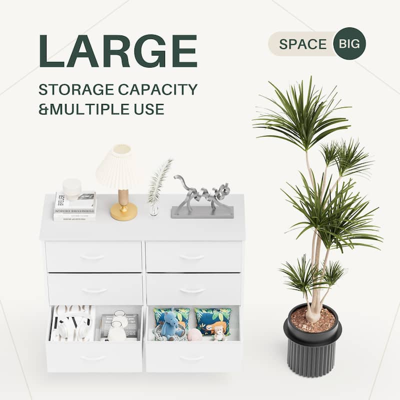 Tall Dresser Storage Tower with 6 Fabric Drawers, Grey, Black, Rustic Brown,White