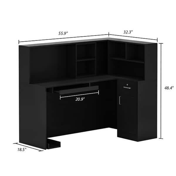 dimension image slide 1 of 3, Modern L-Shaped Reception Desk Reception Table Secretary Table Working