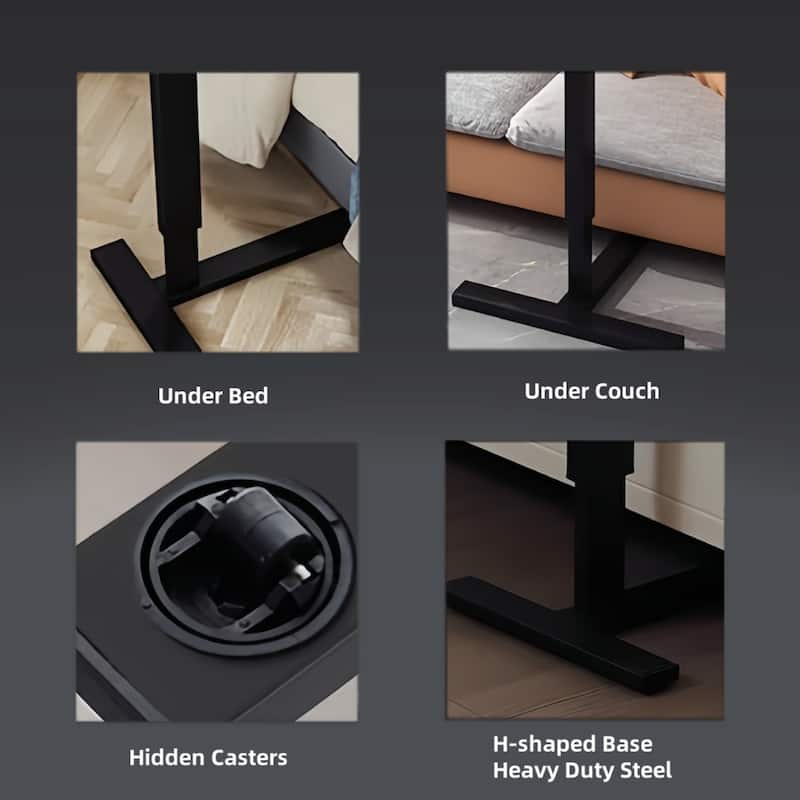 Mobile Rolling Overbed Table with Adjustable Tilting Laptop Tray