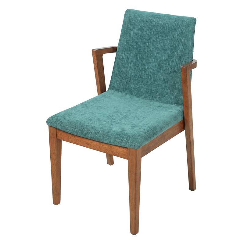 Christopher Knight Home - Mid-Century Modern Upholstered Wood Dining Arm Chairs with Ergonomic Armrests & Backrest, Set of 2