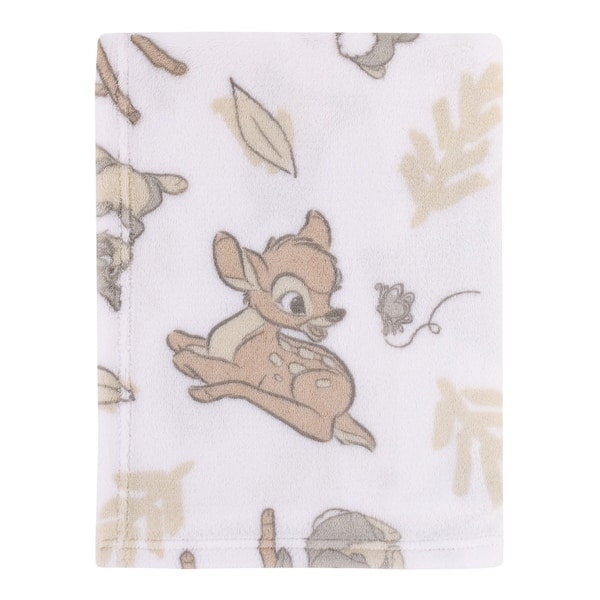 slide 2 of 4, Disney B is for Bambi Tan, Gray, and White Super Soft Plush Baby Blanket