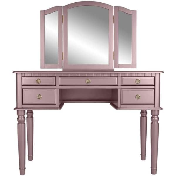 rose gold dressing table accessories Kasey Corner Vanity Set (Rose Gold) – Fully Furnished main image 0