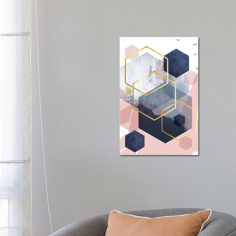 iCanvas "Abstract Navy Blush Gold I" by Urban Epiphany Canvas Print - 26x18x1.5