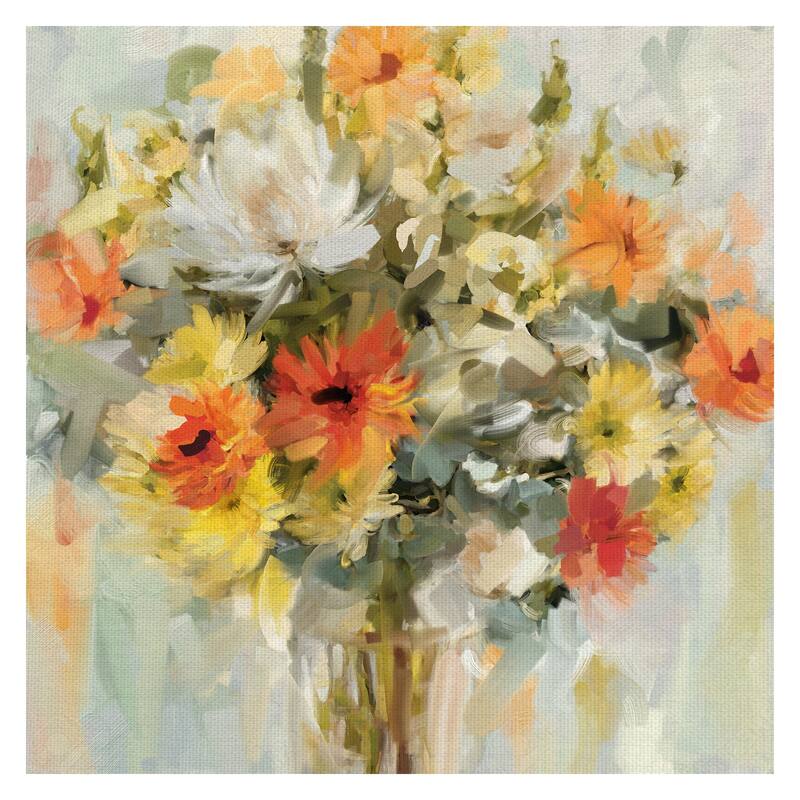 Mason Jar Flowers by Studio Arts Canvas Art Print
