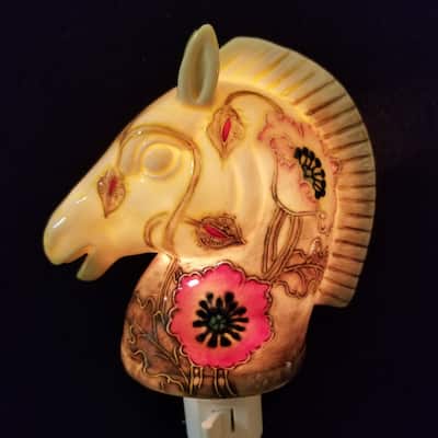 Set of 2 Horse Head With Flowers Night Light