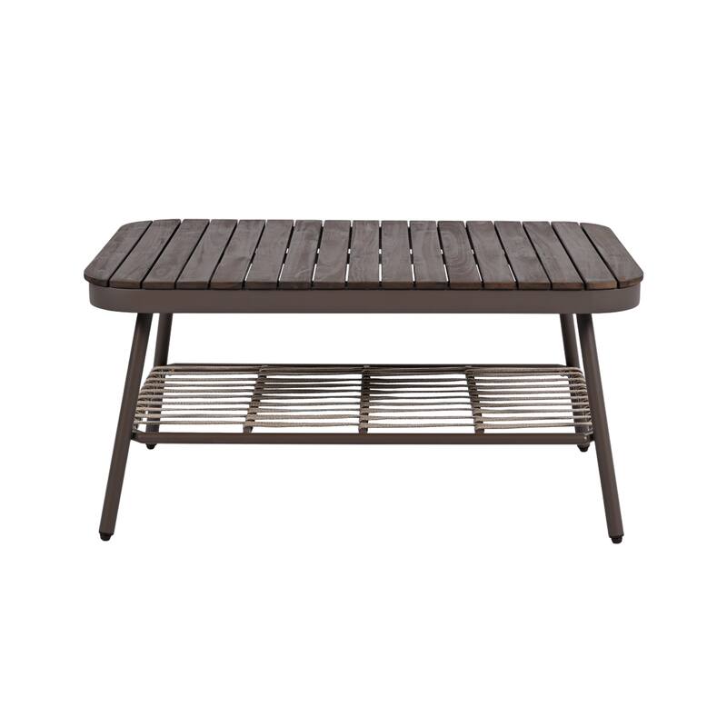 Roomfitters 4-Piece Outdoor Patio Conversation Set with Woven Rope Backrest, Cushions and Metal Frame Chairs