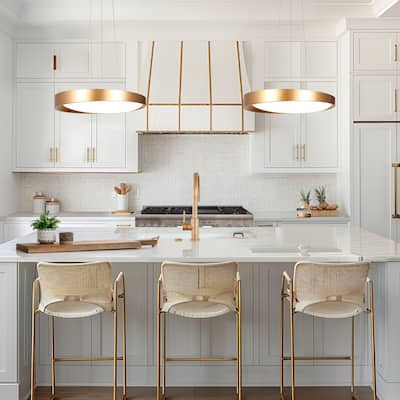 Modern LED 1-Light Dome Large Metal Kitchen Island Pendant Foyer Light - L 19.5"x Max H 63"