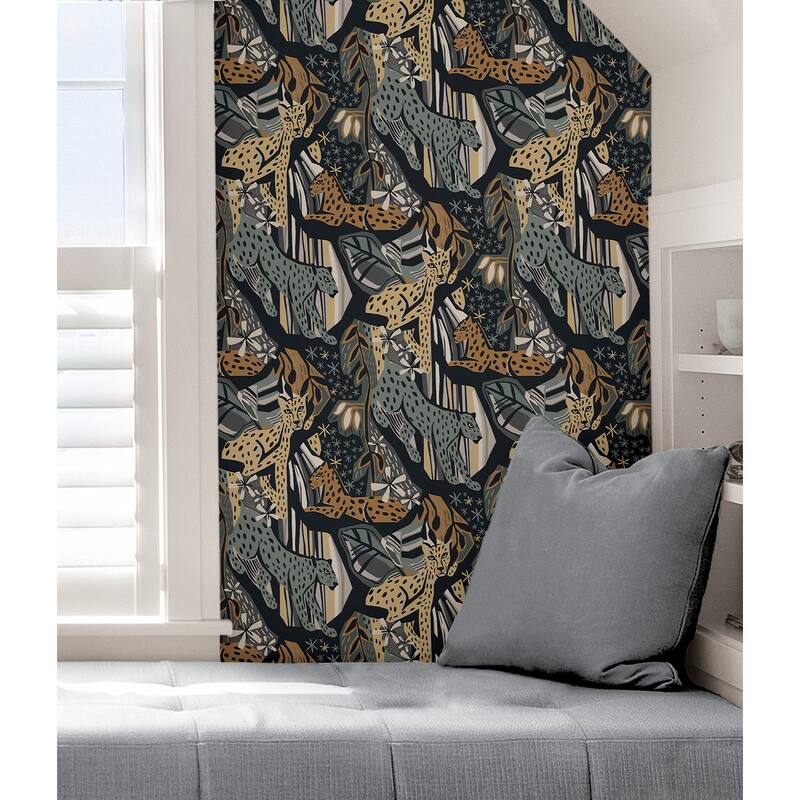 Pip & Lo Navy Gold Cat Nap Peel & Stick Wallpaper