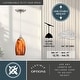 preview thumbnail 4 of 8, Milano Satin Nickel Mini Pendant Ceiling Light Amber Fire Glass - 4.75-in W x 9.75-in H x 4.75-in D