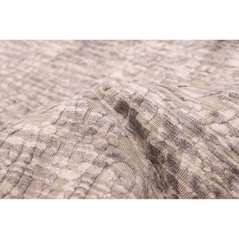 ECARPETGALLERY Hand Loomed Elysian Grey Viscose, Wool Rug - 7'11 x 10'1