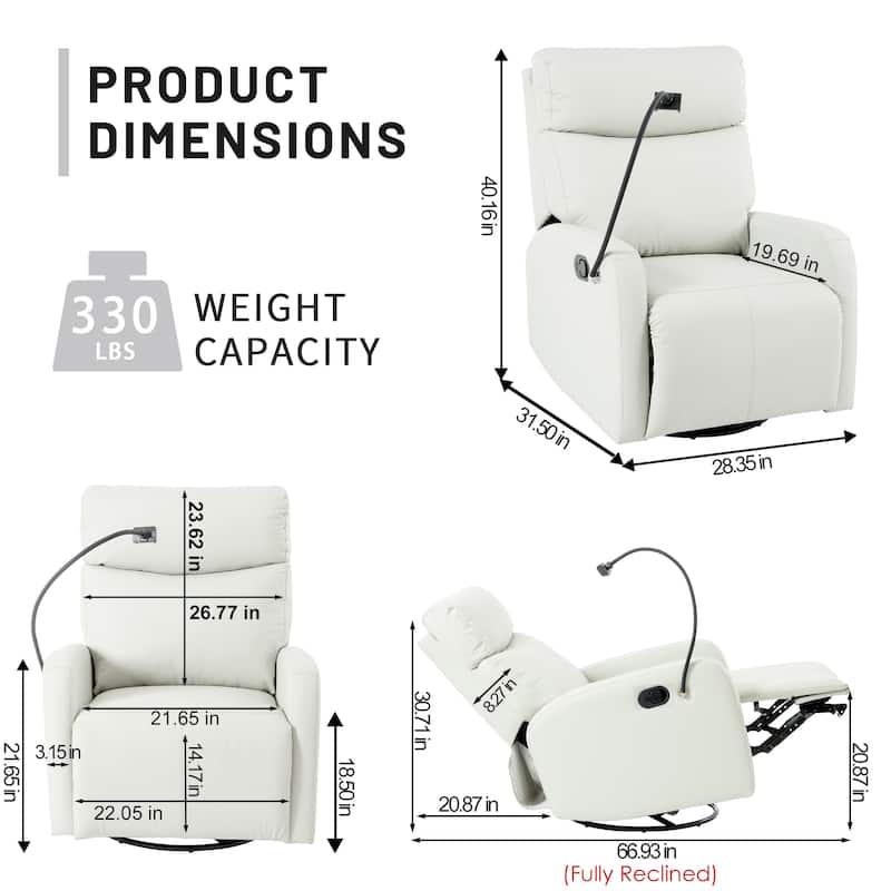 Rocking Recliner Chair,360°Swivel Nursery Rocking Chair,Glider Chair