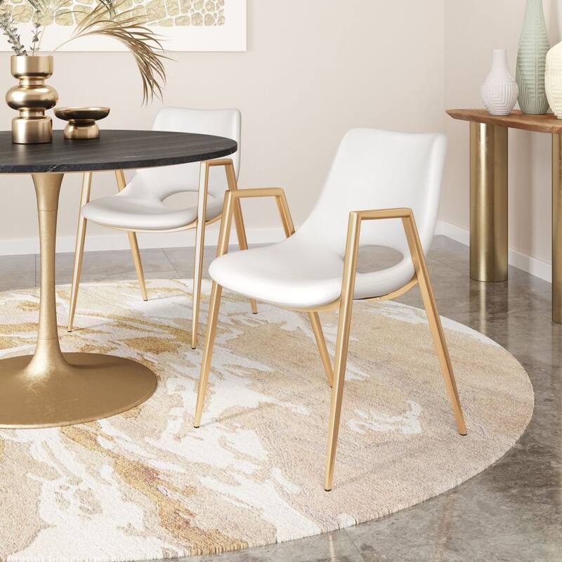 Desi Dining (Set of 2) Chair - White, Gold