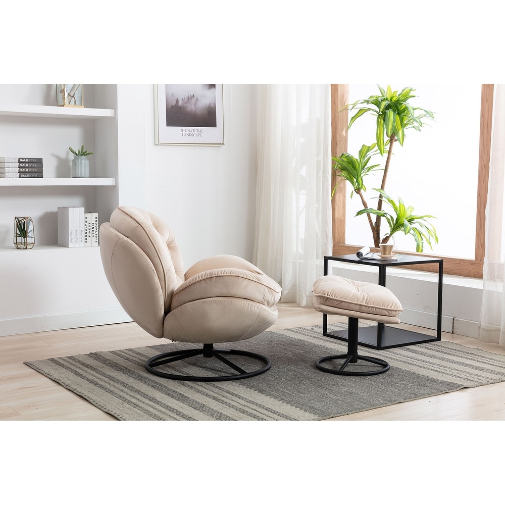 Accent chair TV Chair Living room Chair Beige sofa with Ottoman