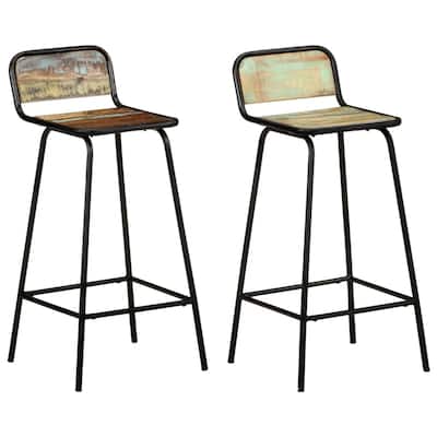 vidaXL Bar Chairs 2 pcs Solid Reclaimed Wood - 17.3" x 17.3" x 33.1"