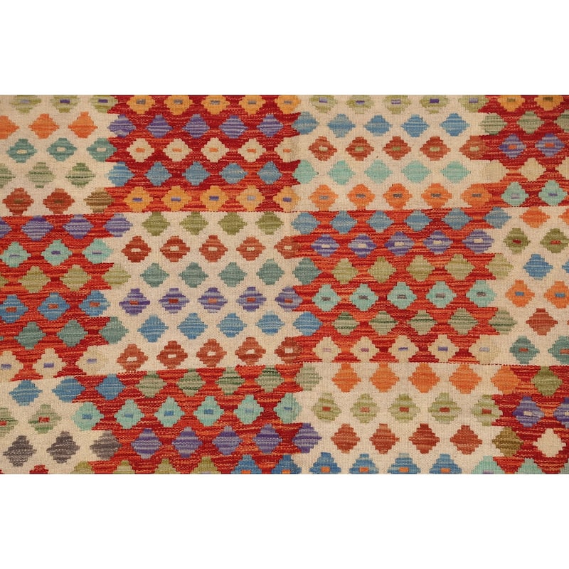 Geometric Kilim Oriental Home Decor Area Rug Wool Flat-weave Carpet - 5'2" x 6'5"