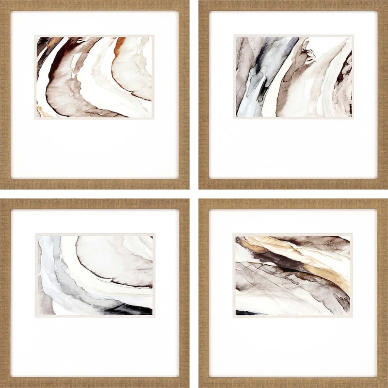 Gulf S/4 Framed Art Giclee Under Glass - Brown - 19 X 19 X 2