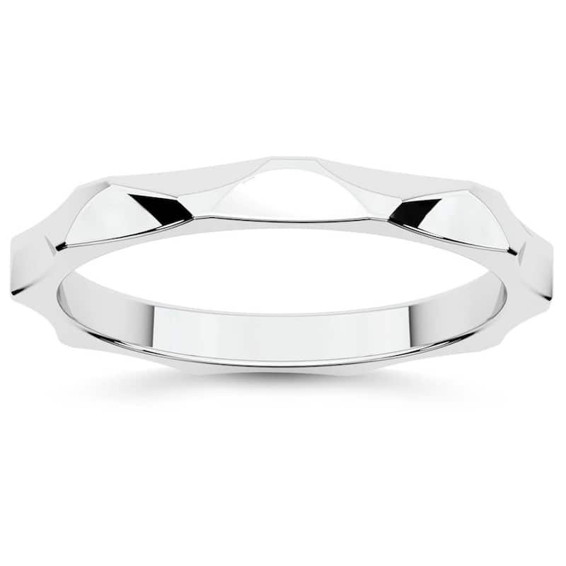 Gold Geometric Stackable Wedding Band Women's Anniversary Ring