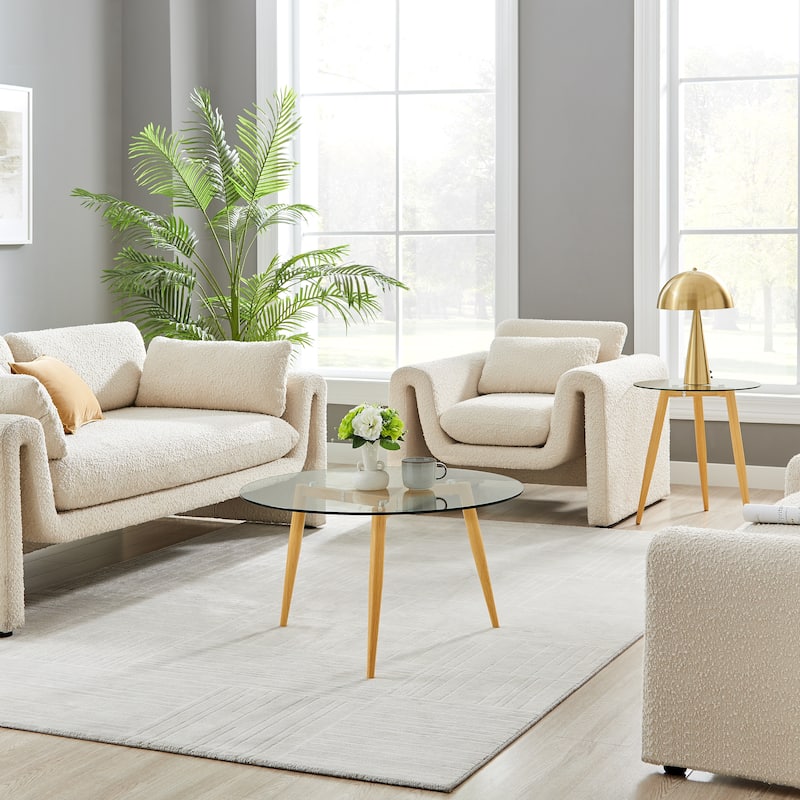 Danya B. Van Beuren Coffee and Side Table Set with Modern Metal Taper