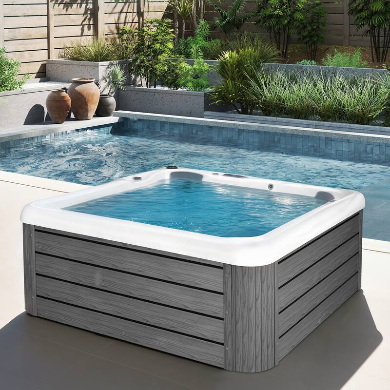 EROMMY 4 Person Outdoor Acrylic Hot Tub Spa with 30 Jets, Ozonator, Insulated Cover, LED Lights & Bluetooth Speaker - 4-Person - 4-Person