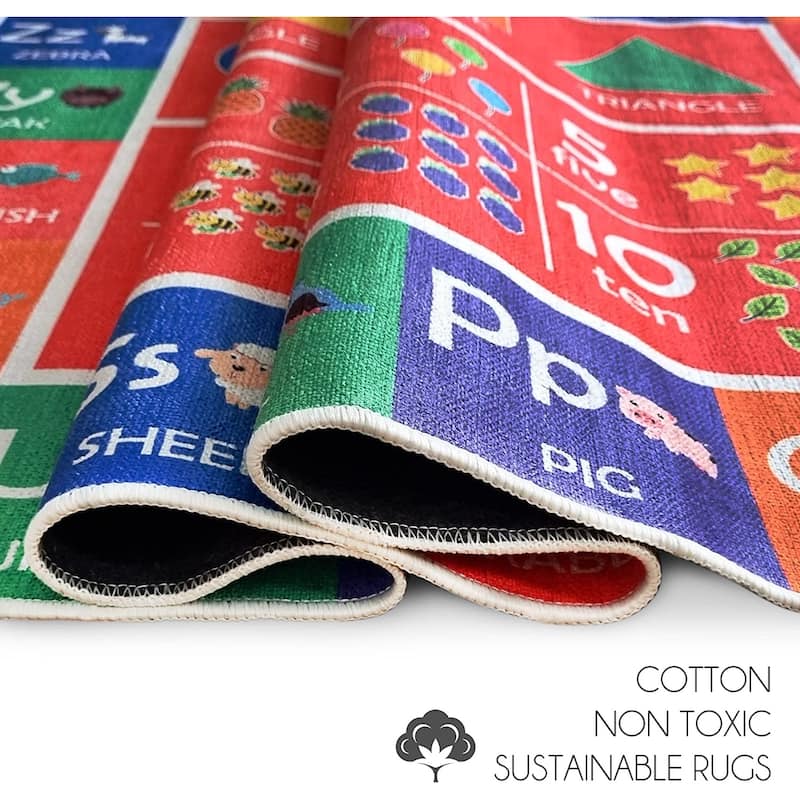 Sussexhome Low Pile Non-Slip Washable Educational Rug