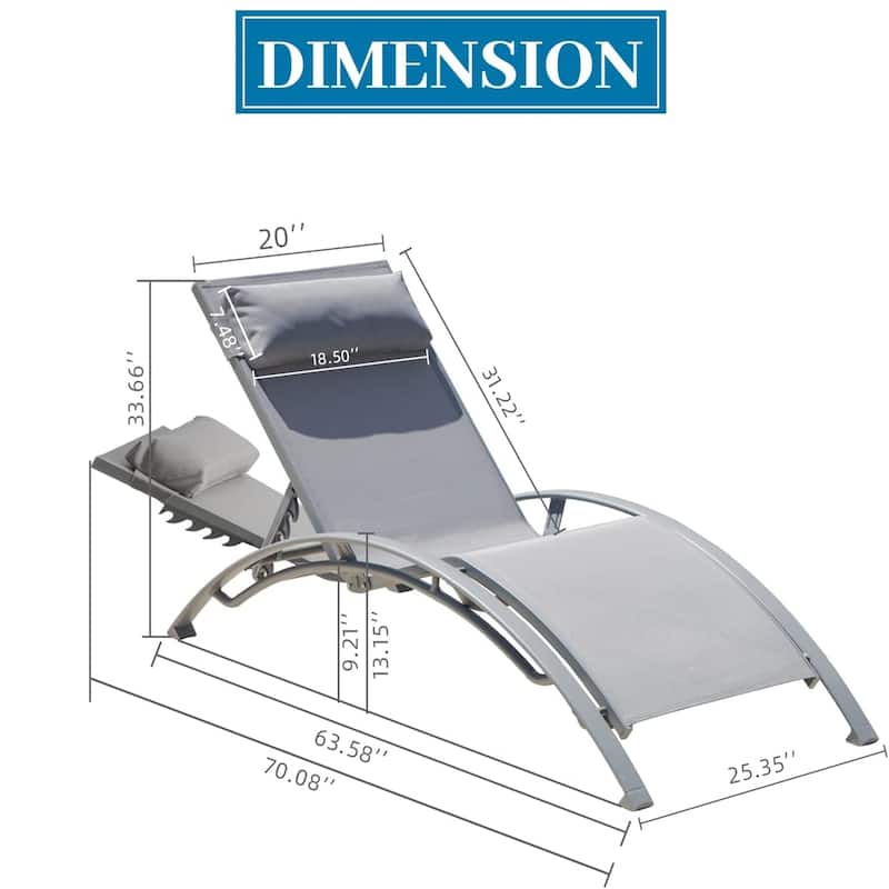 GDFStudio - Noah Adjustable Outdoor Chaise Lounge Patio Recliner Chair Set of 2