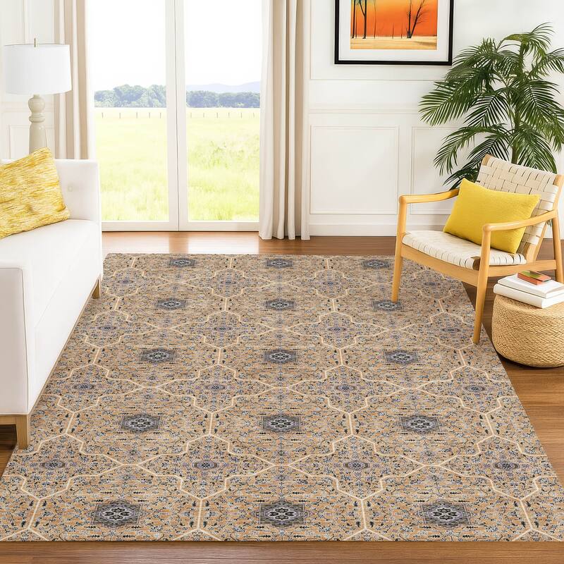 Machine Washable Indoor/ Outdoor Traditional Mika Chantille Rug