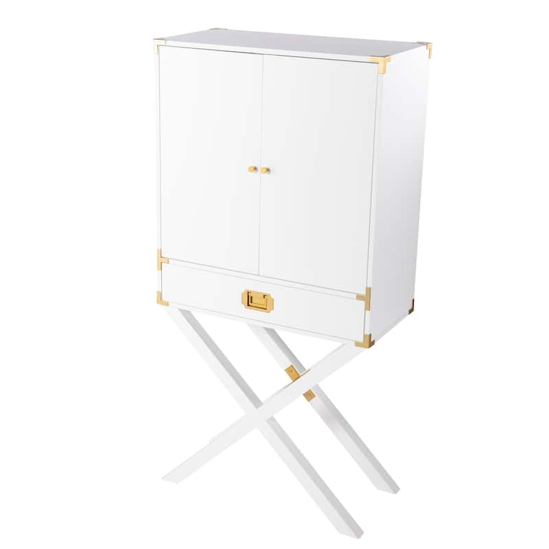 SEI Furniture Canna Transitional White Wood Bar Cabinet