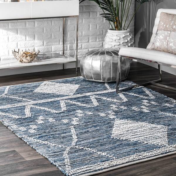 slide 2 of 8, Nuloom Boho Handwoven Cotton Transitional Geo Striped Area Rug