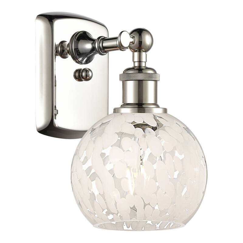 Innovations Lighting 516-1W-9-6 White Mouchette Sconce White Mouchette - Polished Nickel / White Mouchette