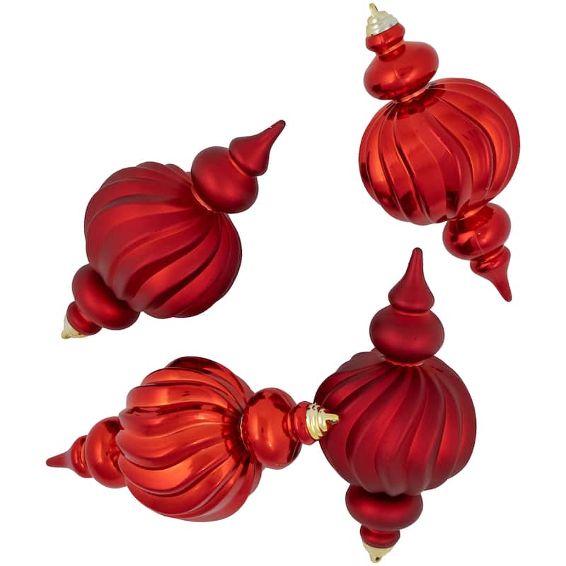 2-Finish Size Finial Shatterproof Christmas Ornaments 10" Red 4