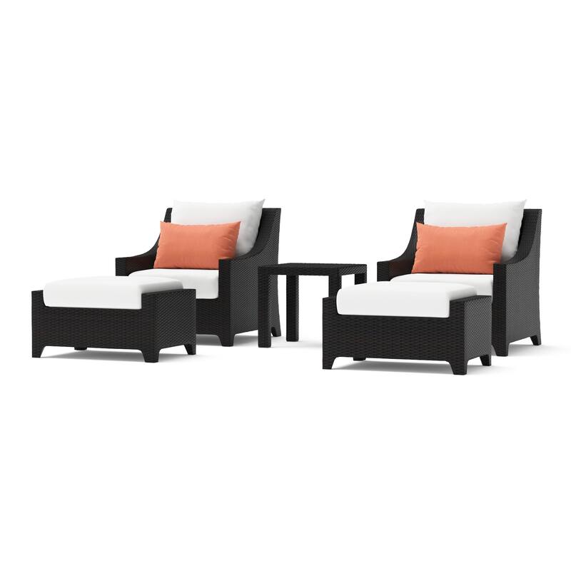 Deco 5 Piece Sunbrella Outdoor Patio Club Chair & Ottoman Set