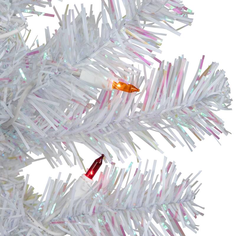3' Pre-lit White Iridescent Pine Artificial Christmas Tree