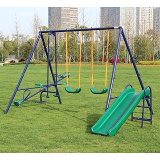 Toddler Swing Set for Backyard & Playground, Waterproof Metal Swing Set with Interesting Function