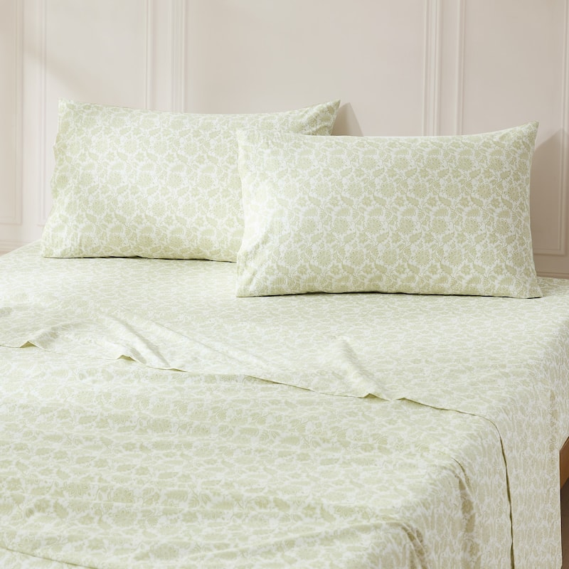Lush Decor Floral Jacobean Sage Cotton Sheet Set