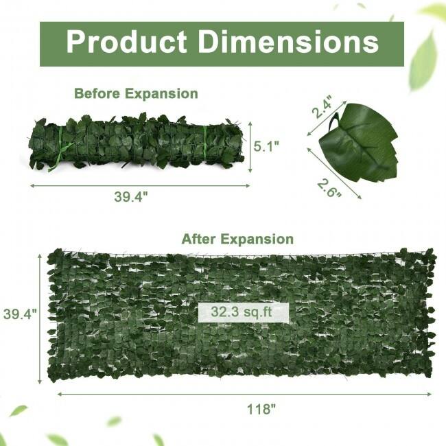 118 x 39 Inch Artificial Ivy Privacy Fence Screen for Fence Decor - 118" x 39.4" (L x W)