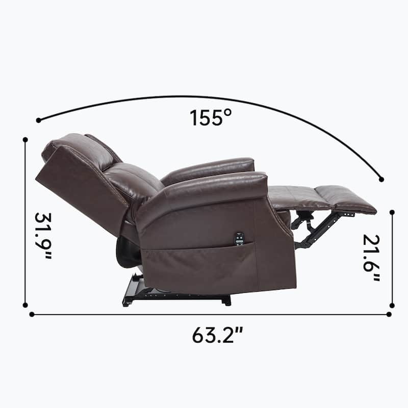 Roomfitters Manual Massage Recliner, Vintage Waxed Faux Leather Chair with Heat and 155-Degree Recline